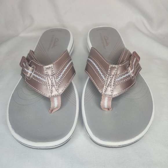 Cloudsteppers by Clarks Shoes - Clarks Cloudsteppers Walking Flip Flop Sandals Brinkley Jazz Rose Gold NWOT Sz 6